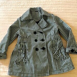 Toddler checkered, black and white pea coat